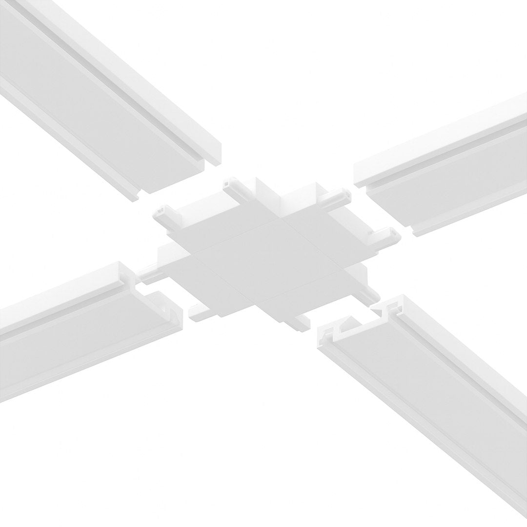Conector in Cruce Premium White pentru Sina Magnetica Hyper