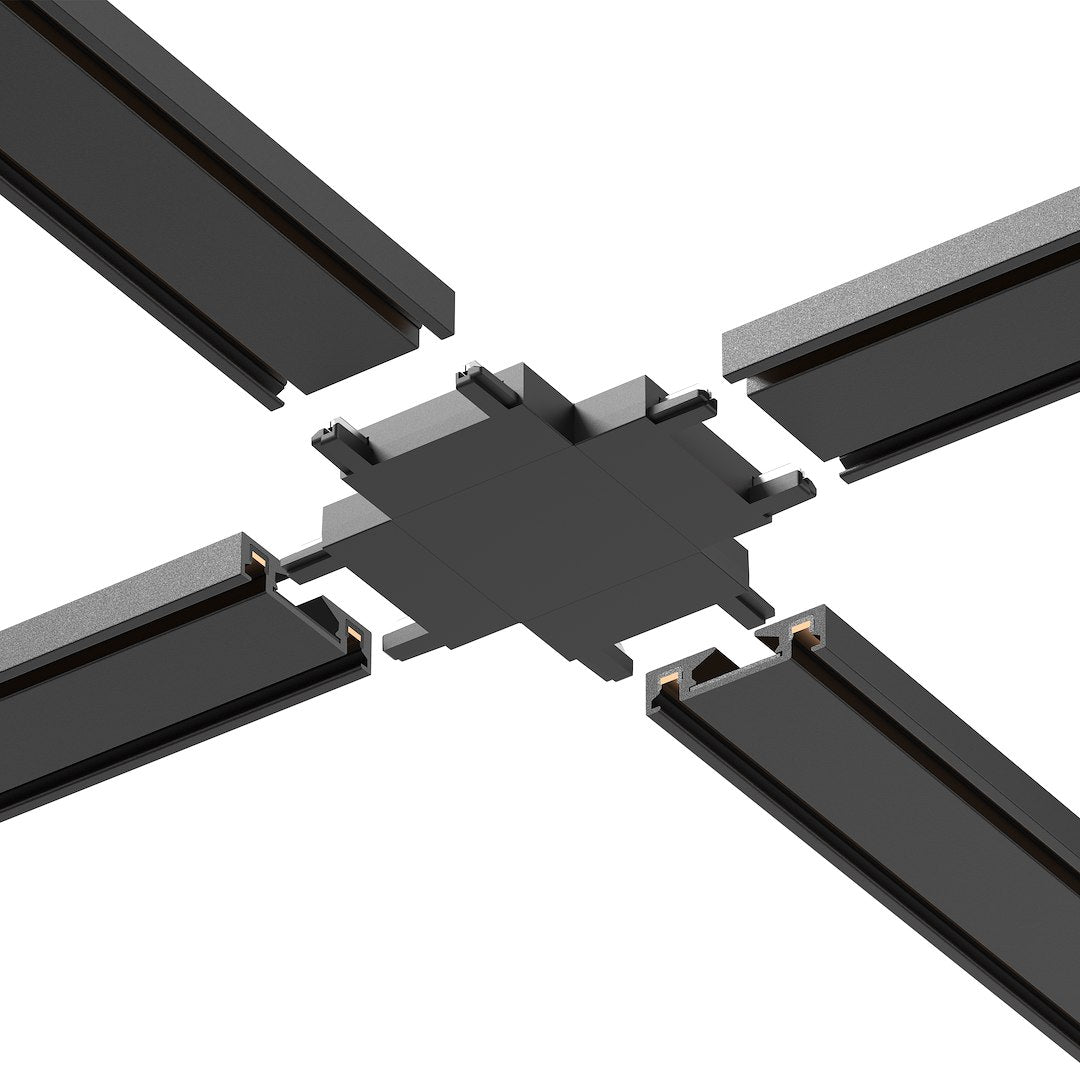 Conector in Cruce Premium Black pentru Sina Magnetica Hyper