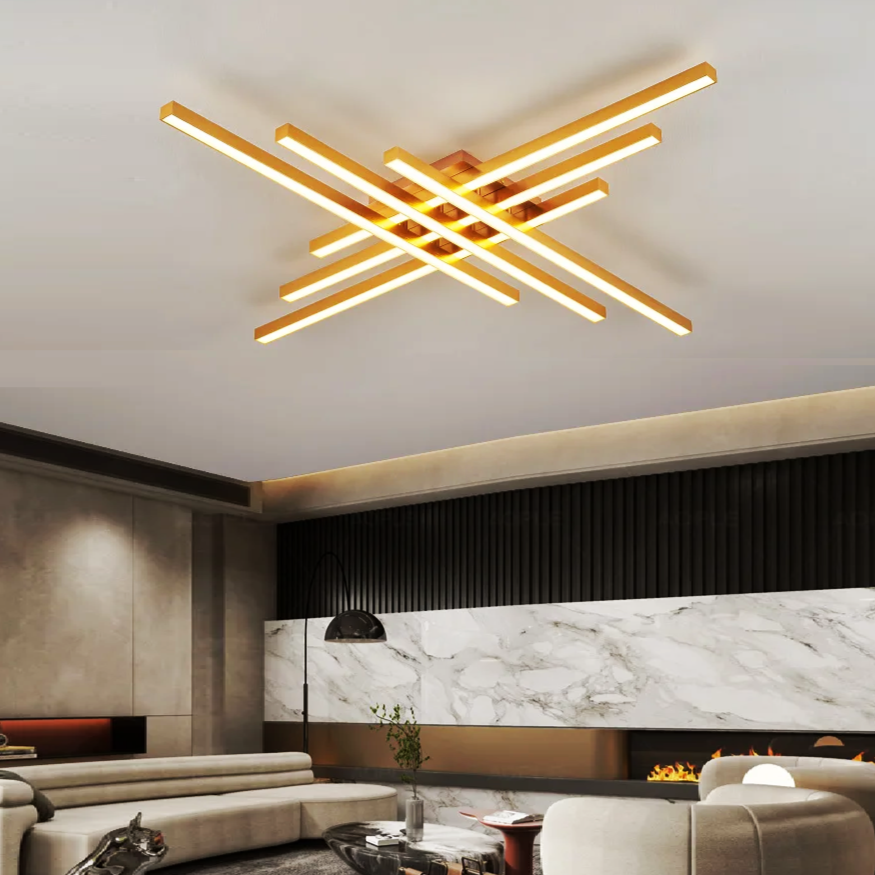 Lustra LED 6 Modern LINES Gold Echivalent 600W Telecomanda