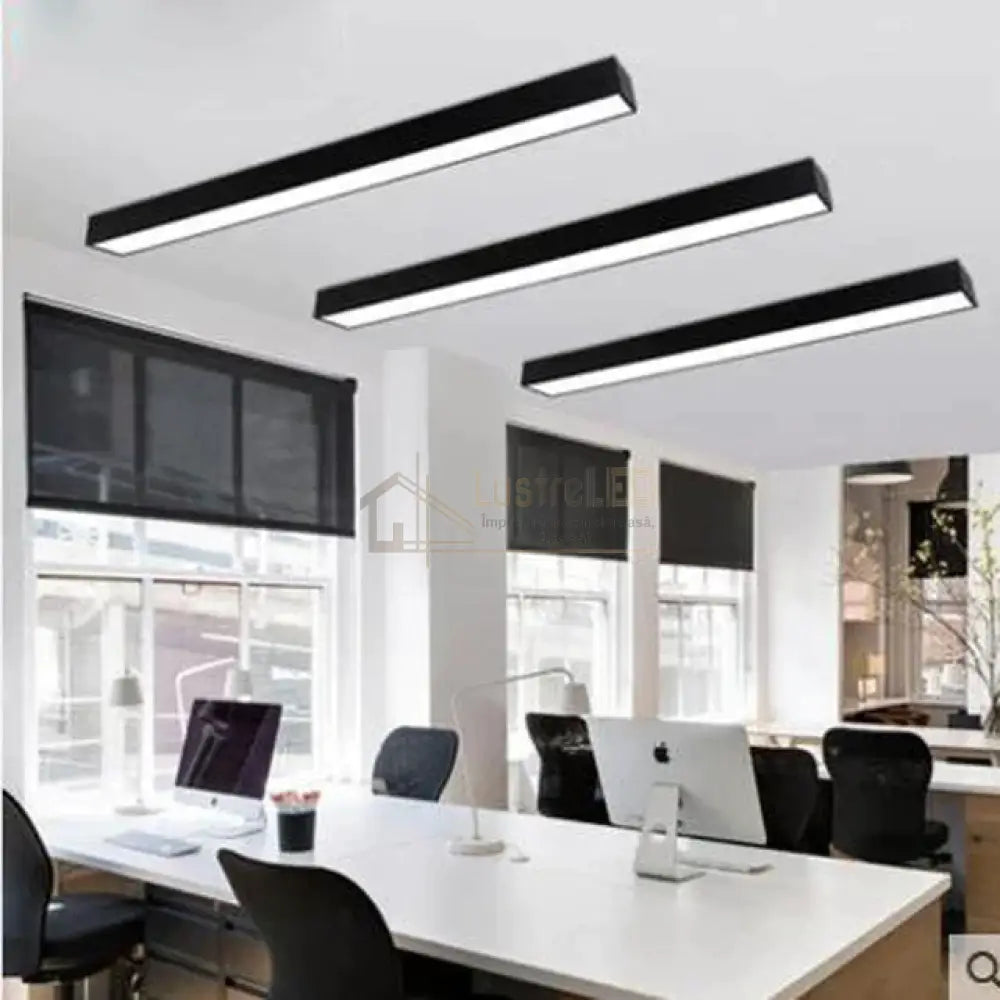 Corp Iluminat Led Liniar 36W 120Cm Aplicat Negru Echivalent 250W