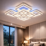 Lustra LED 4+4 Square Cristal Alba Super RGB Echivalent 1000W