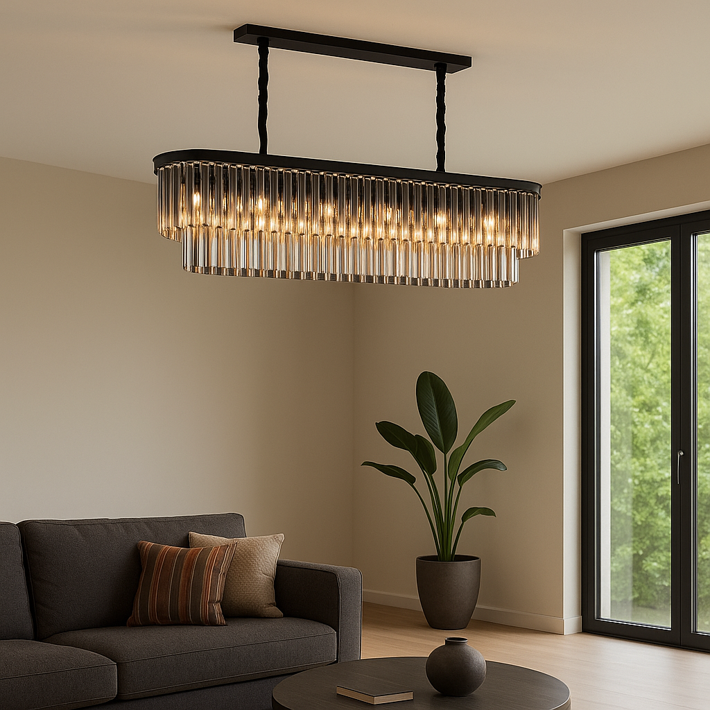 Candelabru Cristal SMOKY BLACK/GREY 800x300mm