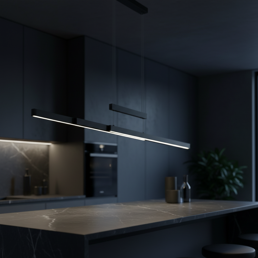 Lustra LED Suspendata Black 150CM ENZO Liniara Echivalent 350W