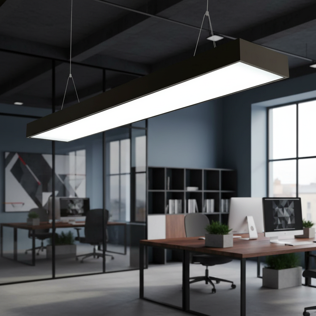 Corp Iluminat LED BRILLOX 120W 120x30 cm Suspendat/Aplicat Negru