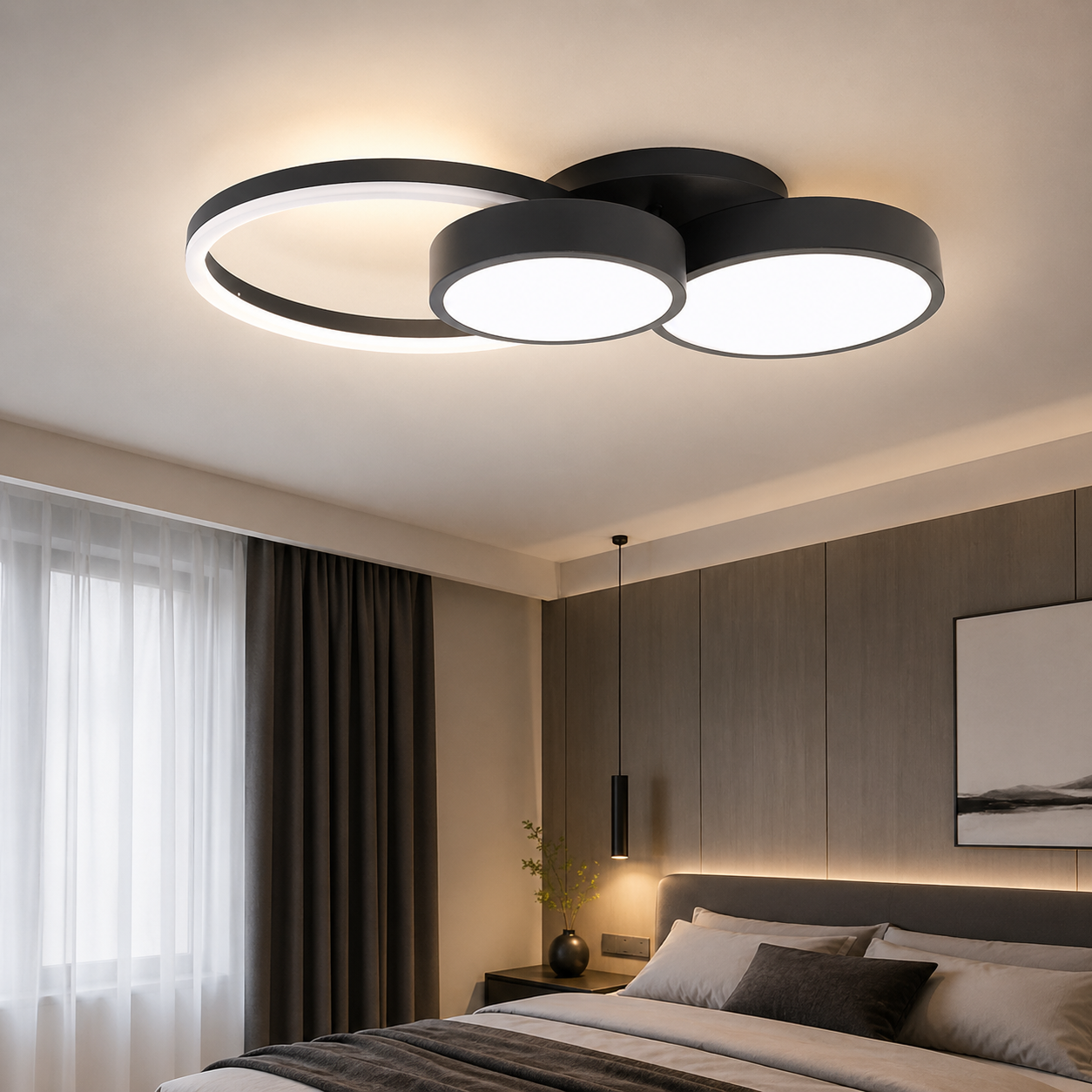 Lustra LED Sobek Black 3 Lumini Echivalent 400W 60CM