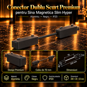 Conector Dublu cu Cablu Scurt Premium Black pentru Sina Magnetica Hyper