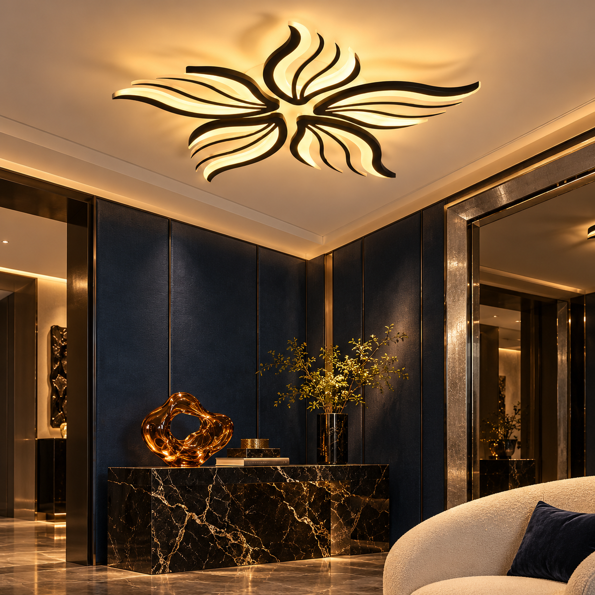 Lustra LED Lumero Black & White Echivalent 550W Telecomanda