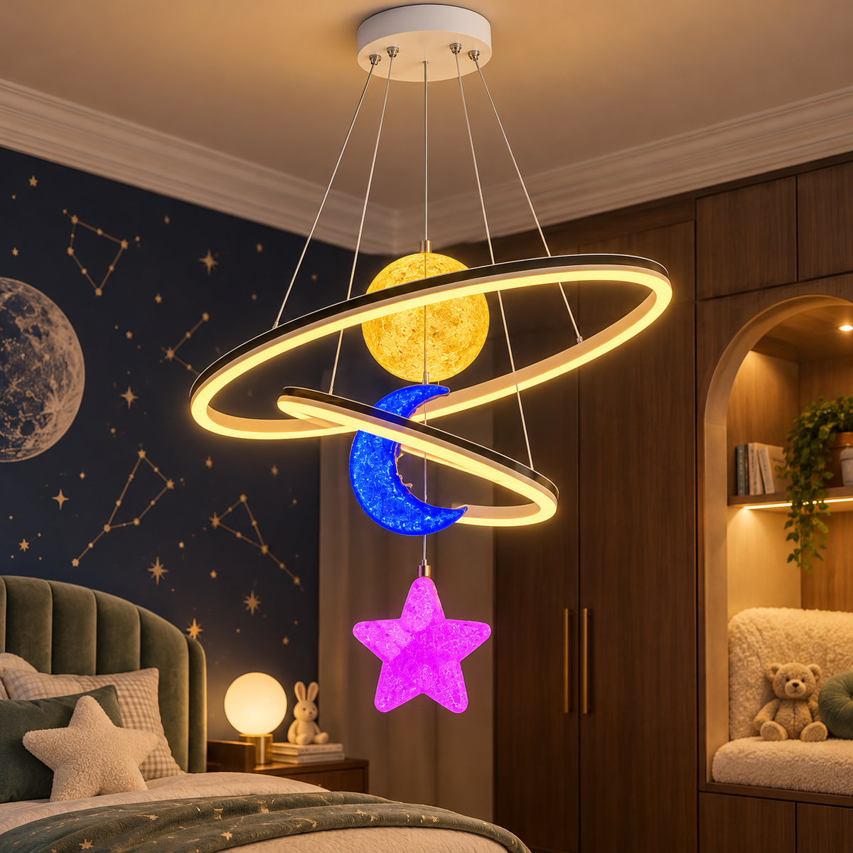Lustra LED KIDS-WORLD RGB Echivalent 500W Telecomanda