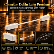 Conector Dublu cu Cablu Lung Premium White pentru Sina Magnetica Hyper