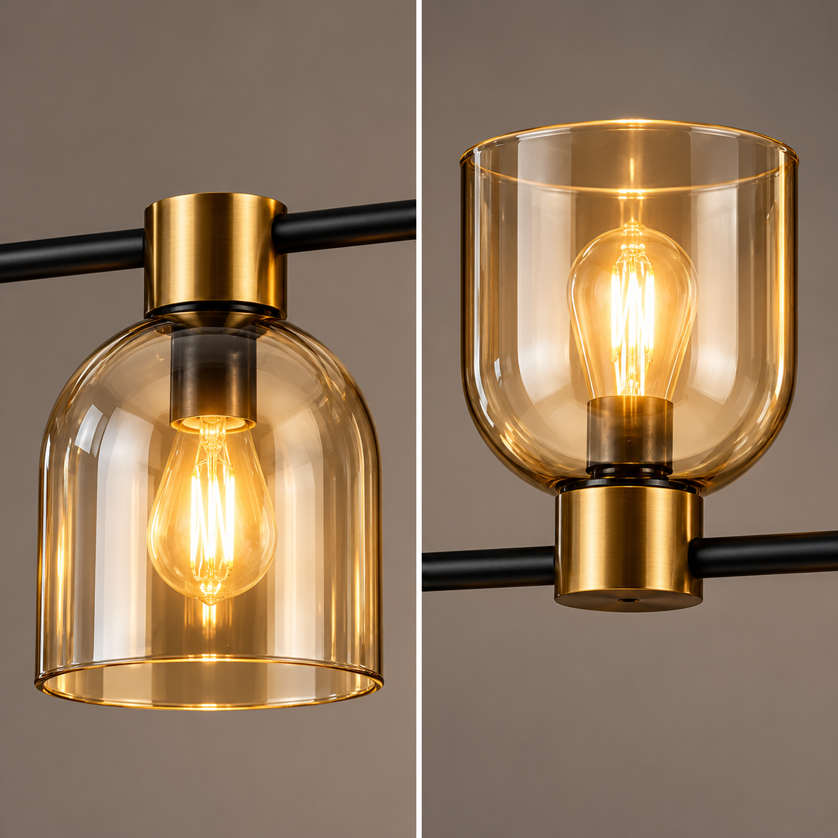 Lustra Suspendata Keryo Black & Gold Abajur Transparent 4xE27