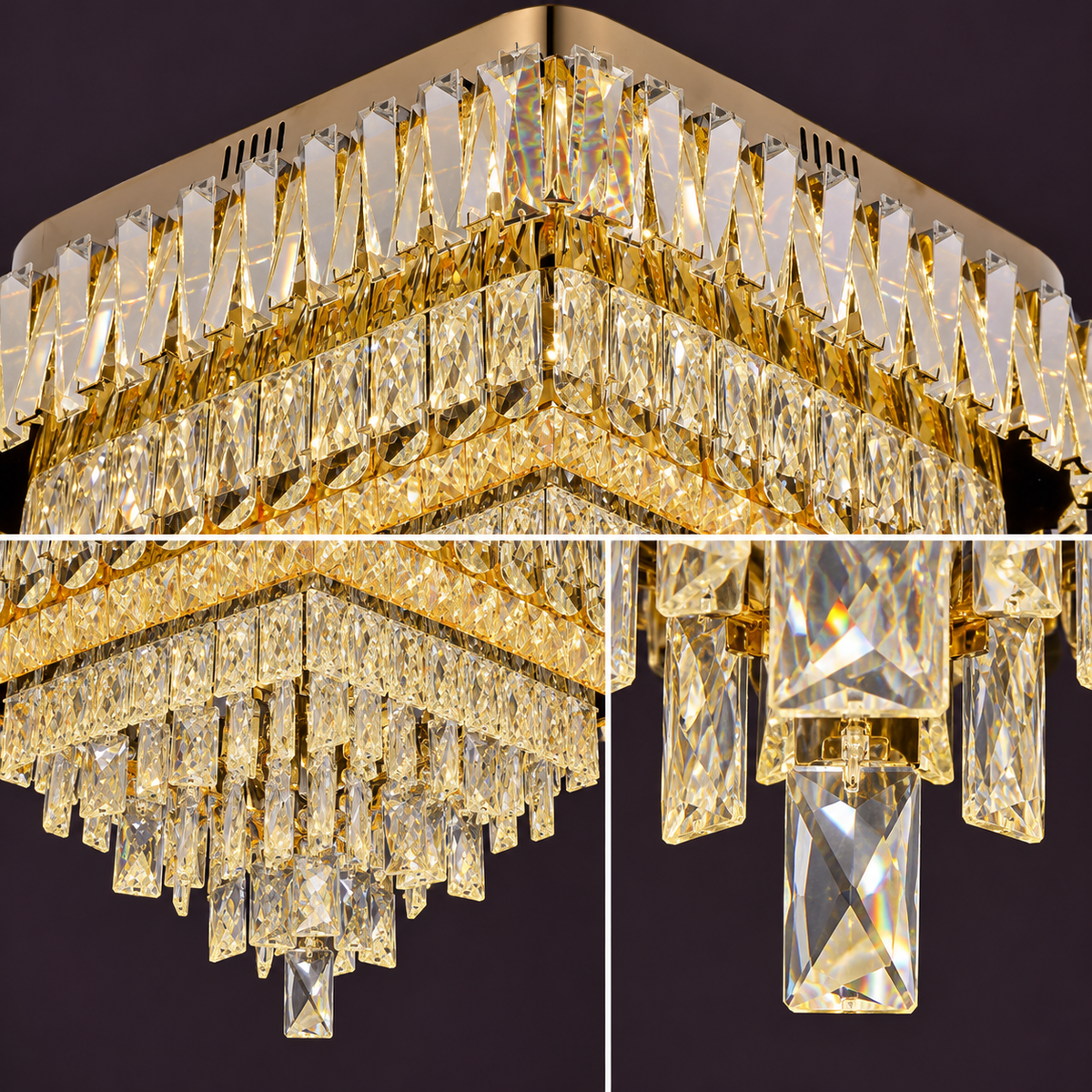 Lustra LED Cristal Aplicata Grand GLAMOUR Square Telecomanda