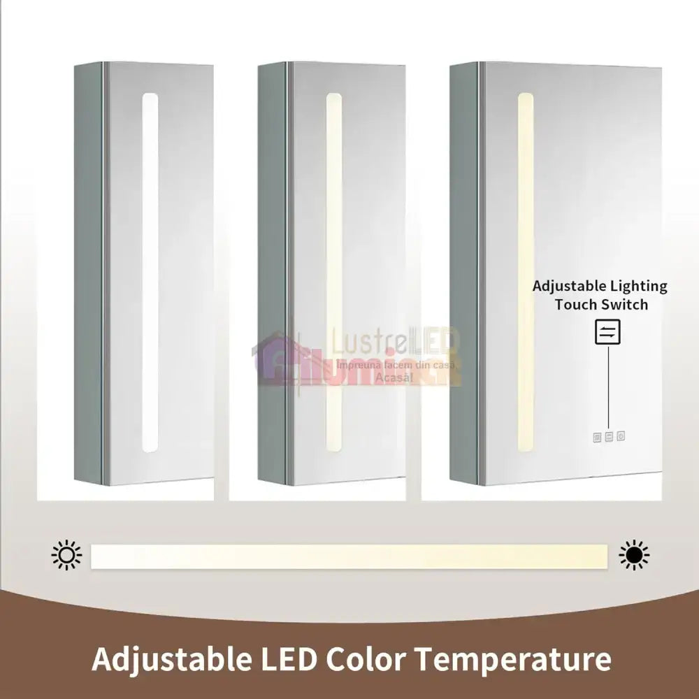 Dulap Baie Cu Oglinda LED Lyte Functii Multiple 80X70CM / GRI LED MIRROR