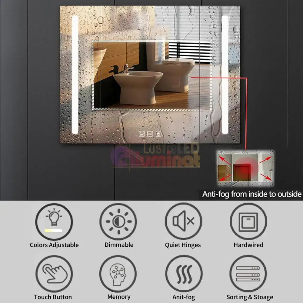 Dulap Baie Cu Oglinda LED Lyte Functii Multiple 80X70CM / GRI LED MIRROR