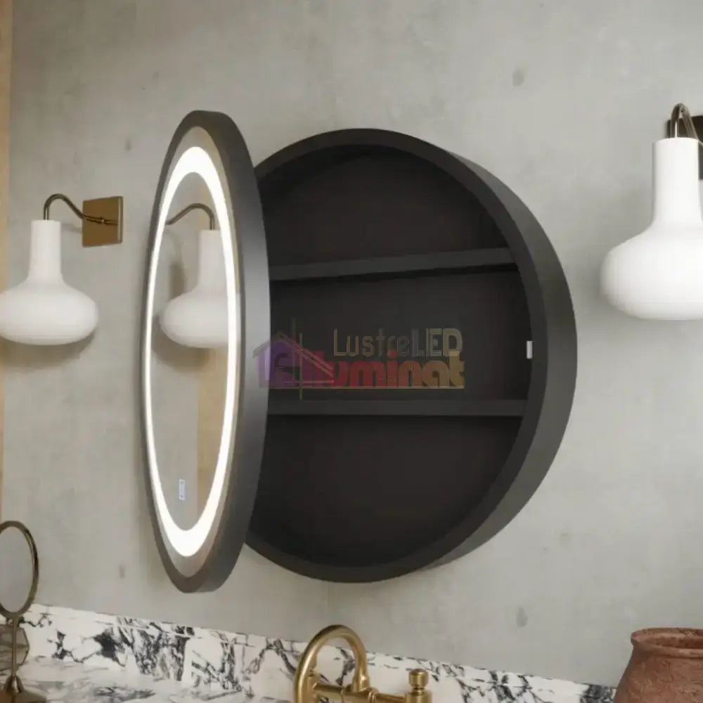 Dulap baie cu Oglinda LED Ovala 50x50cm Functie Dezaburire 230/50x50 lustreled.ro