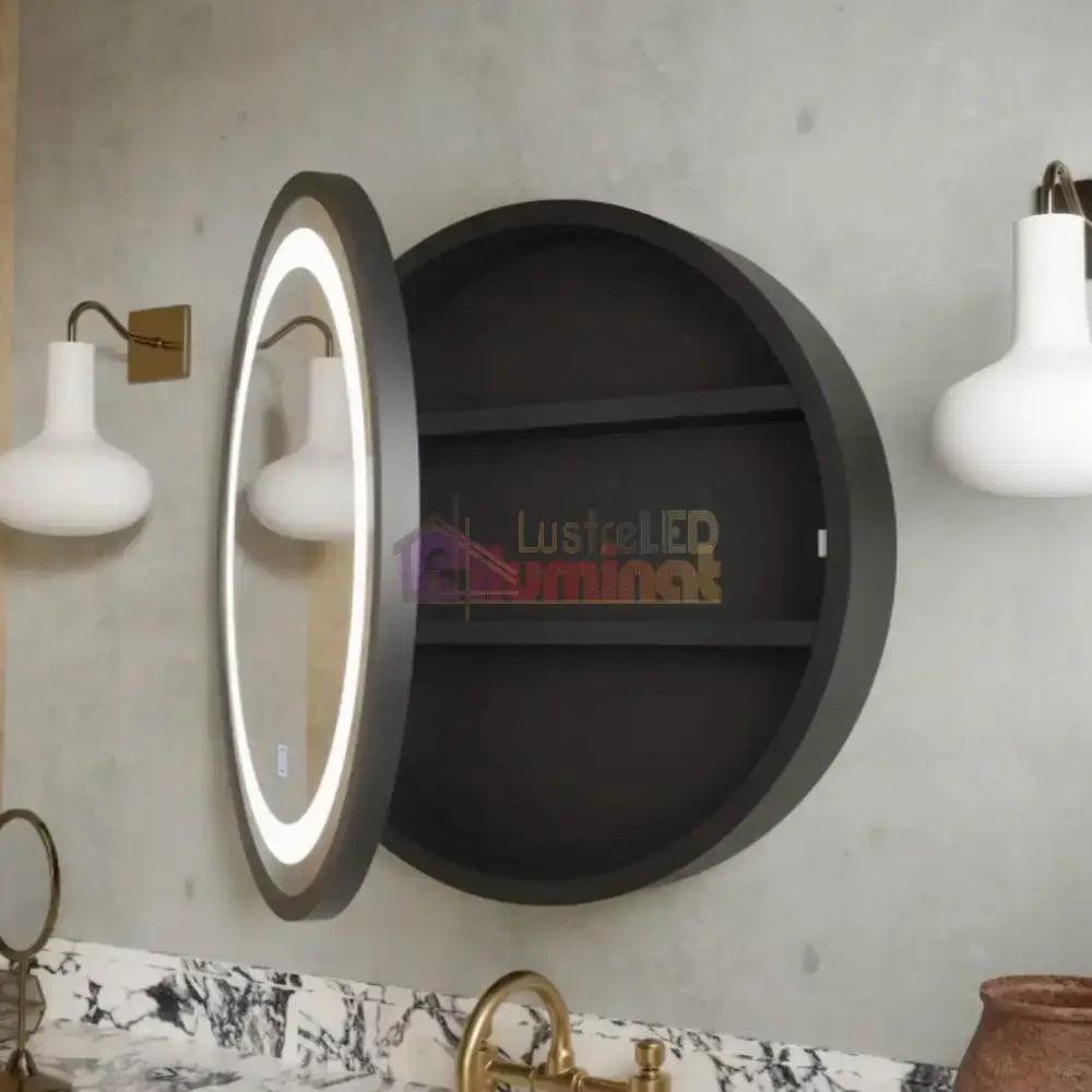 Dulap baie cu Oglinda LED Ovala 50x50cm Functie Dezaburire 230/50x50 lustreled.ro