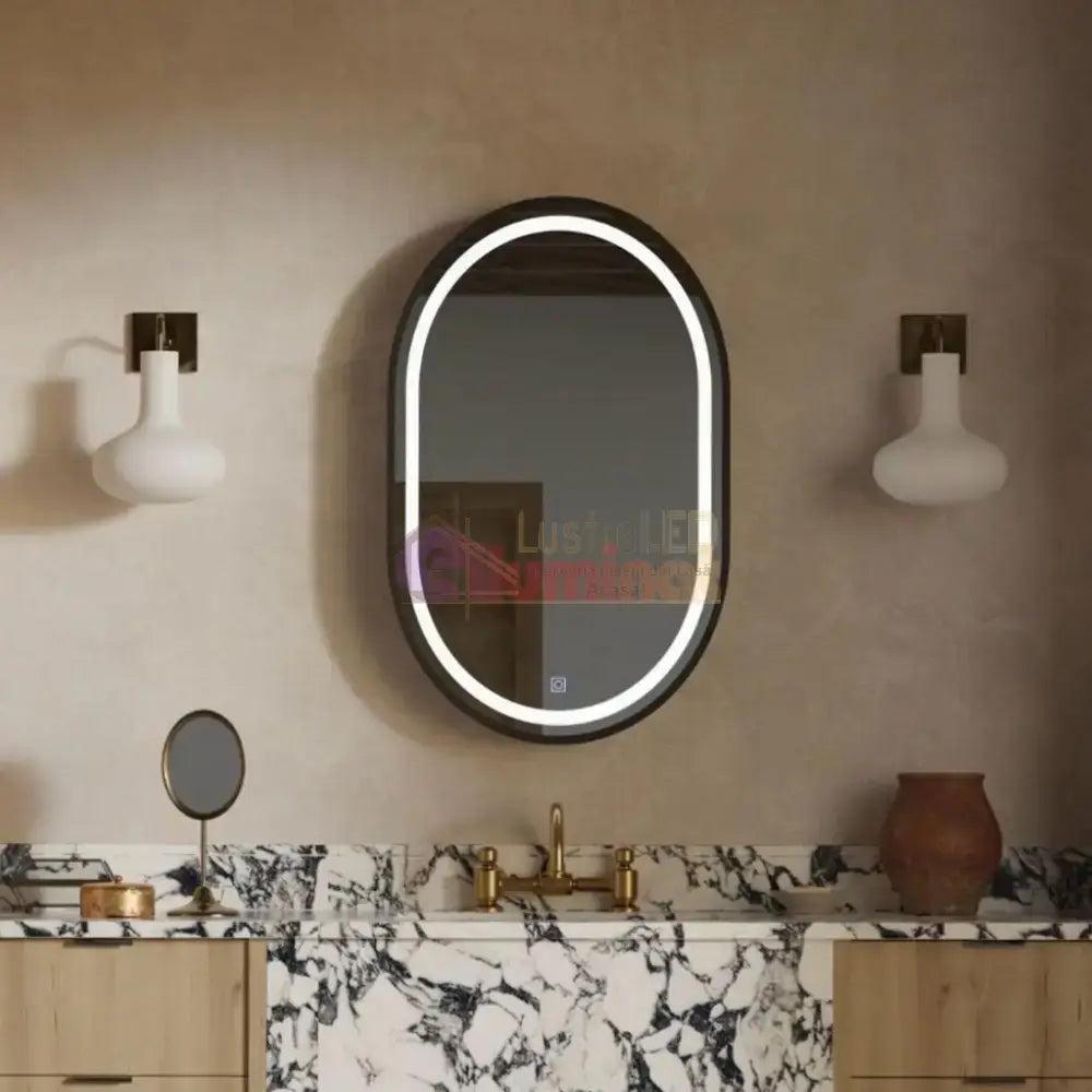 Dulap baie cu Oglinda LED Ovala 50x80cm 3 Lumini si Dezaburire lustreled.ro