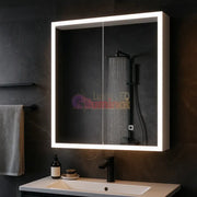Dulap Baie Cu Oglinda LED Qora Touch 60x70cm 60X70CM / ALB LED MIRROR