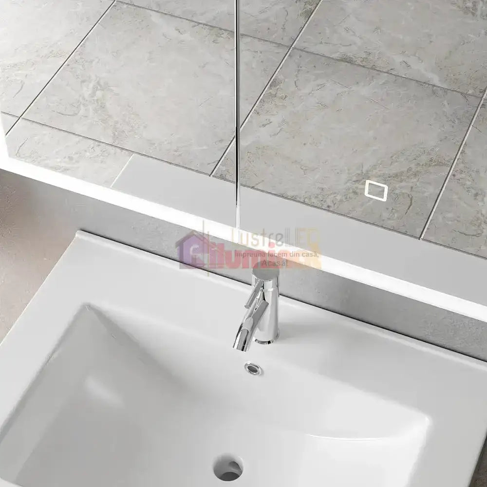 Dulap Baie Cu Oglinda LED Qora Touch 60x70cm 60X70CM / ALB LED MIRROR