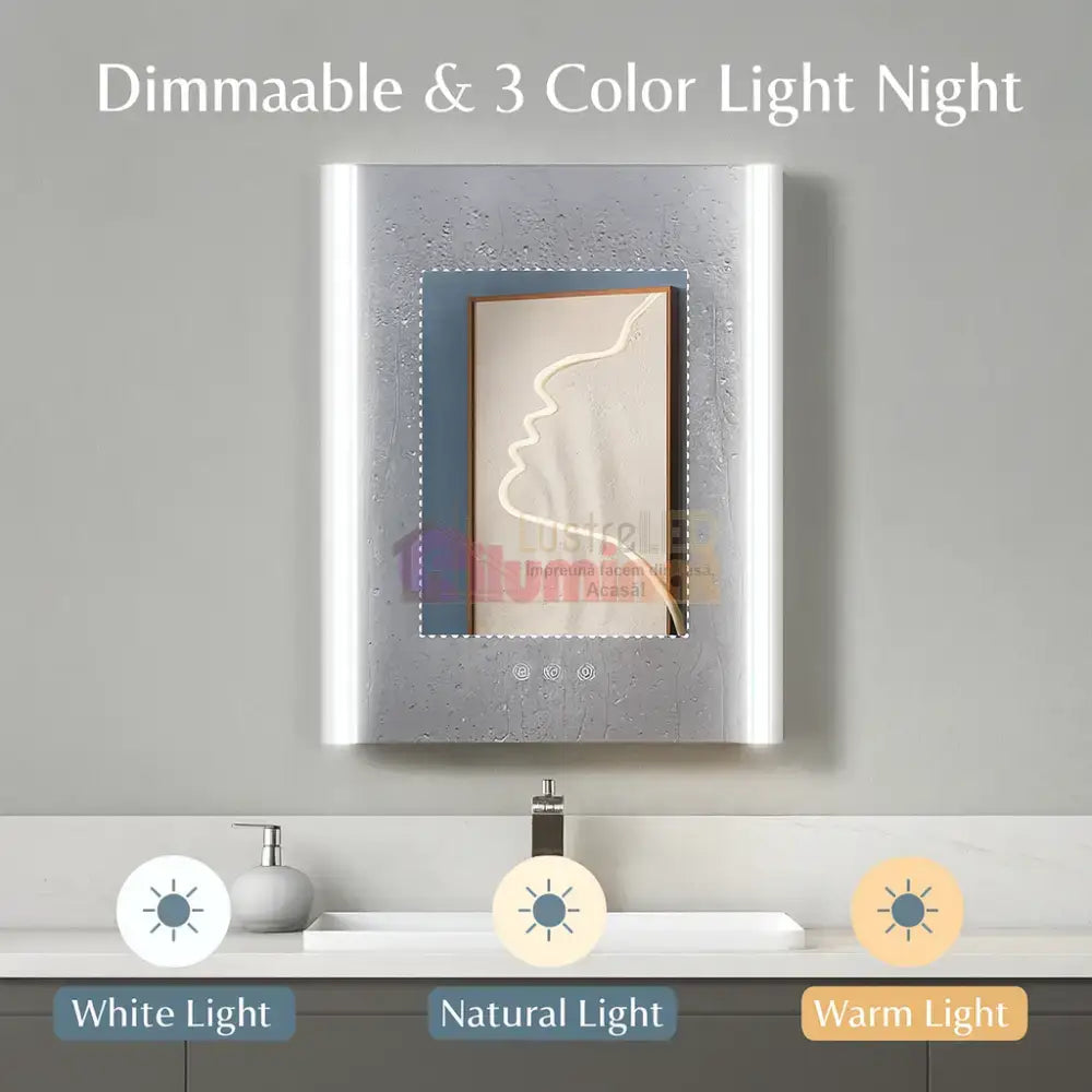 Dulap Baie Cu Oglinda LED Vega 3Functii Dimabil 50x70CM 50X70CM / GRI / DULAP BAIE LED MIRROR