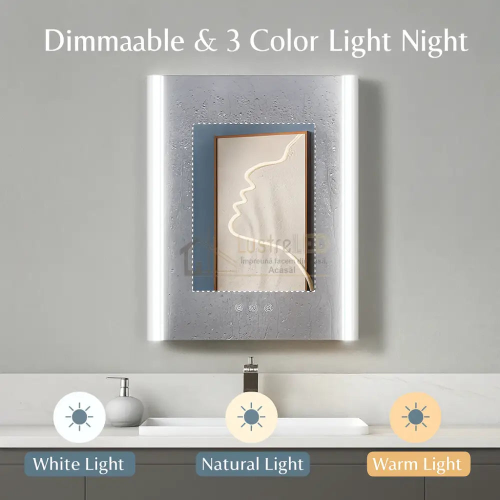 Dulap Baie Cu Oglinda LED Vega 3Functii Dimabil 50x70CM 50X70CM / GRI / DULAP BAIE LED MIRROR