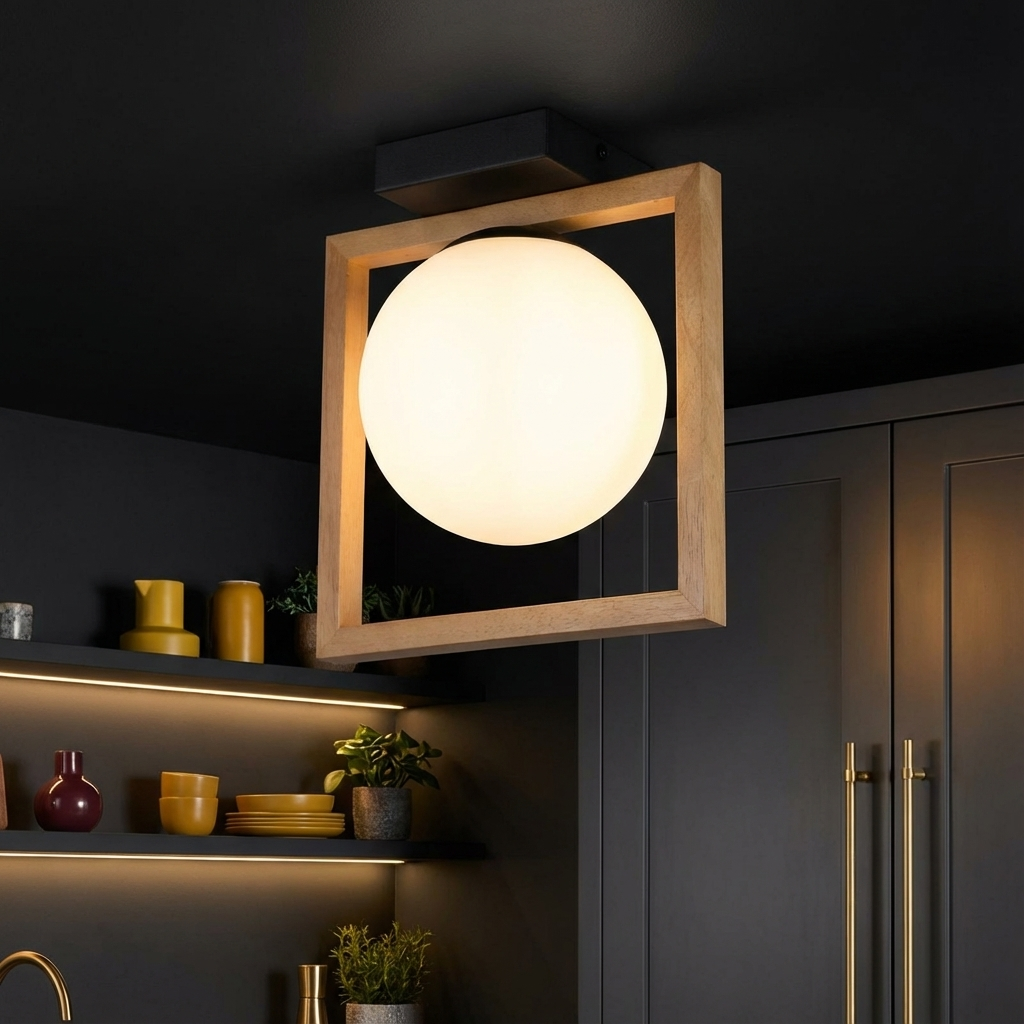 Lustra Abajur INIGO 1xE14 Lemn