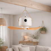 Lampa de veghe LED Suspendata Rena White cu Ventilator si Telecomanda