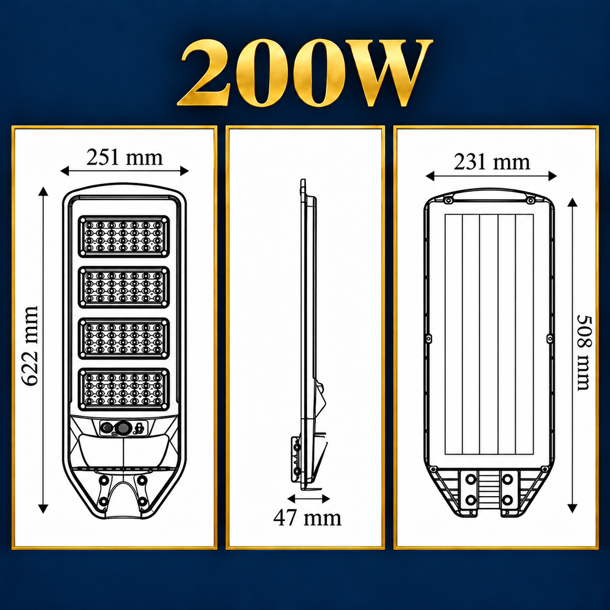 Lampa LED Solara Grand Pro cu Senzor Miscare si Telecomanda 200W | 6400K