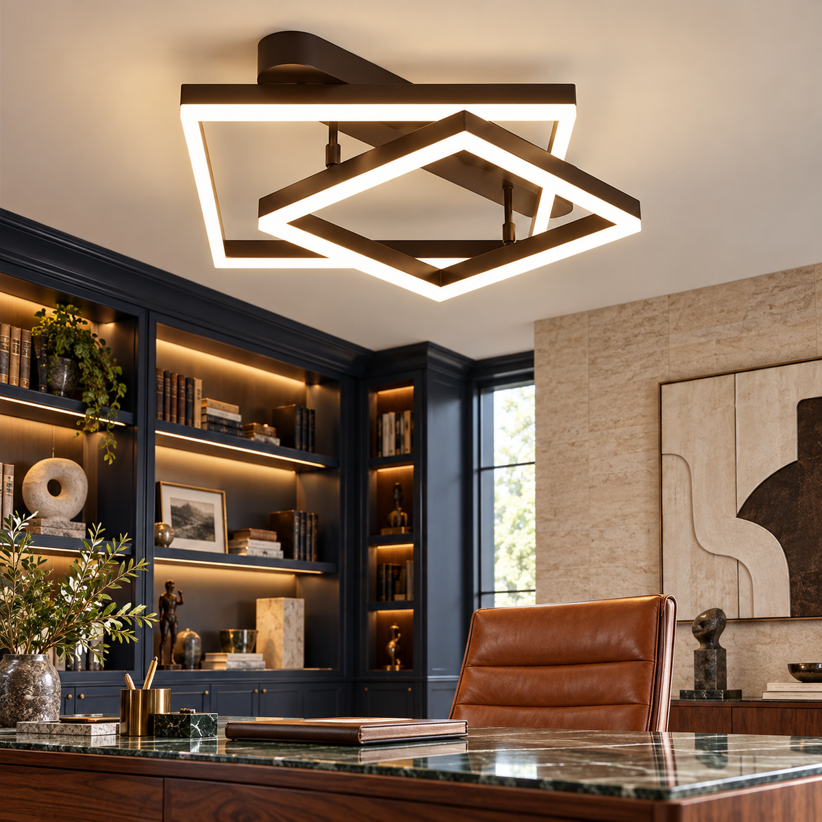 Lustra LED Beauty Square Brown Echivalent 600W Telecomanda