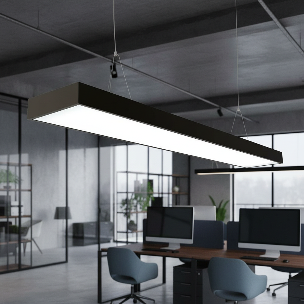 Corp Iluminat LED BRILLOX 120W 120x30 cm Suspendat/Aplicat Negru