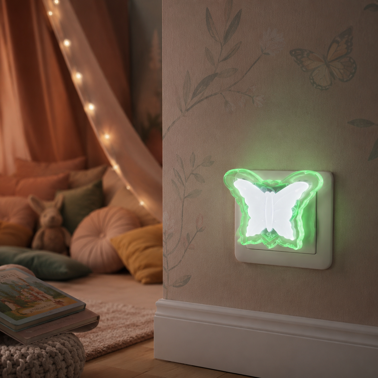 Lampa de veghe LED BUTTERFLY 0.3W Green