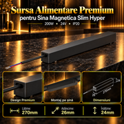 Sursa Alimentare Black Premium pentru Sina Magnetica Hyper 200W | 24V | 27CM