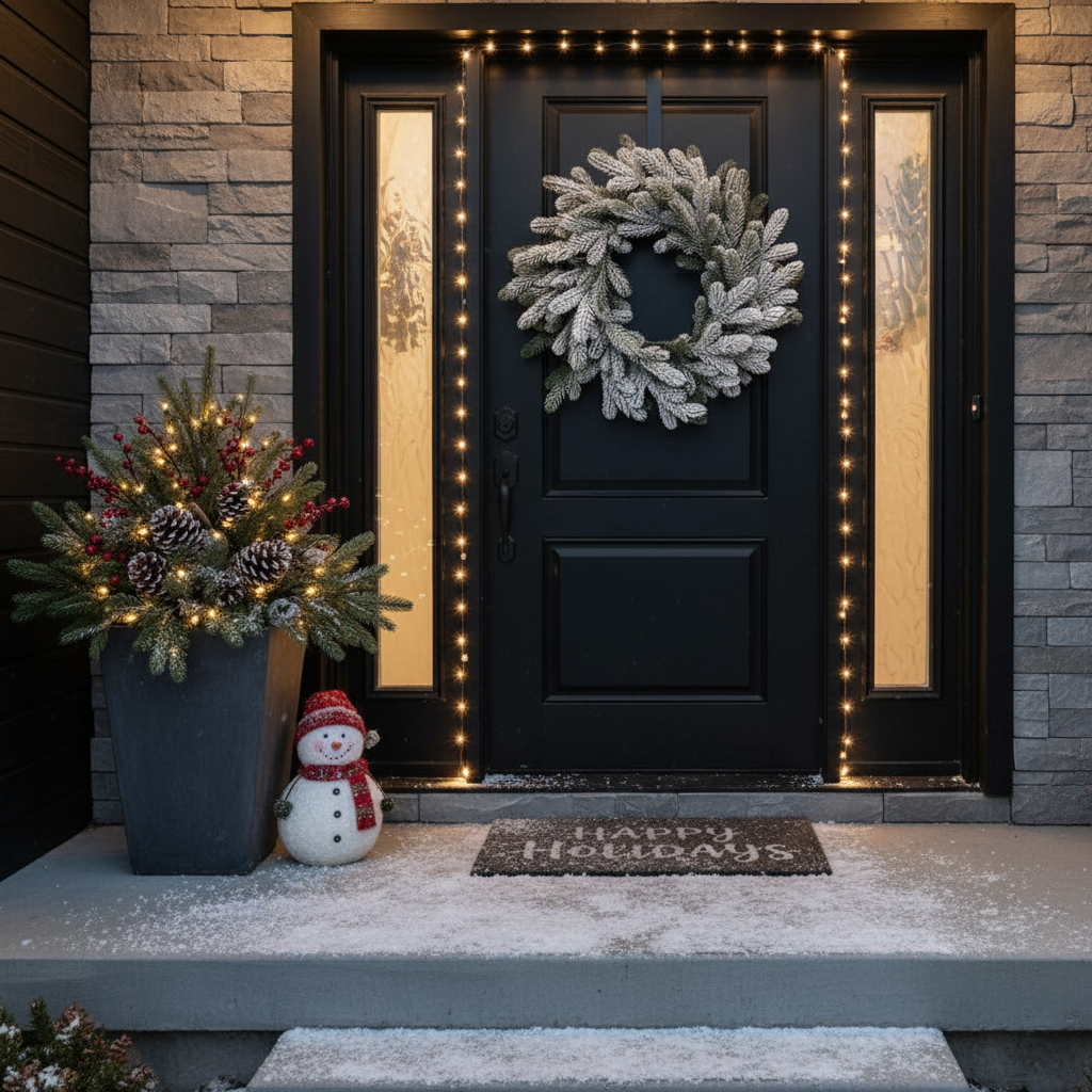 Coronita Artificiala De Craciun pentru Usa Snowcrest