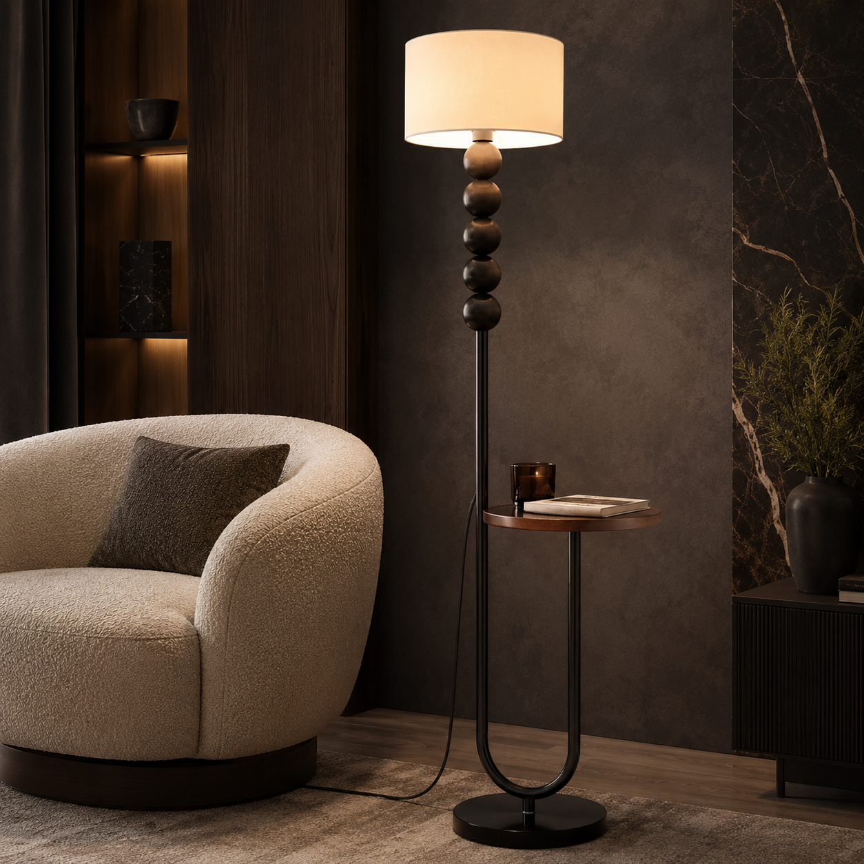Lampadar BILBAO Black&White Cu Masuta 160CM