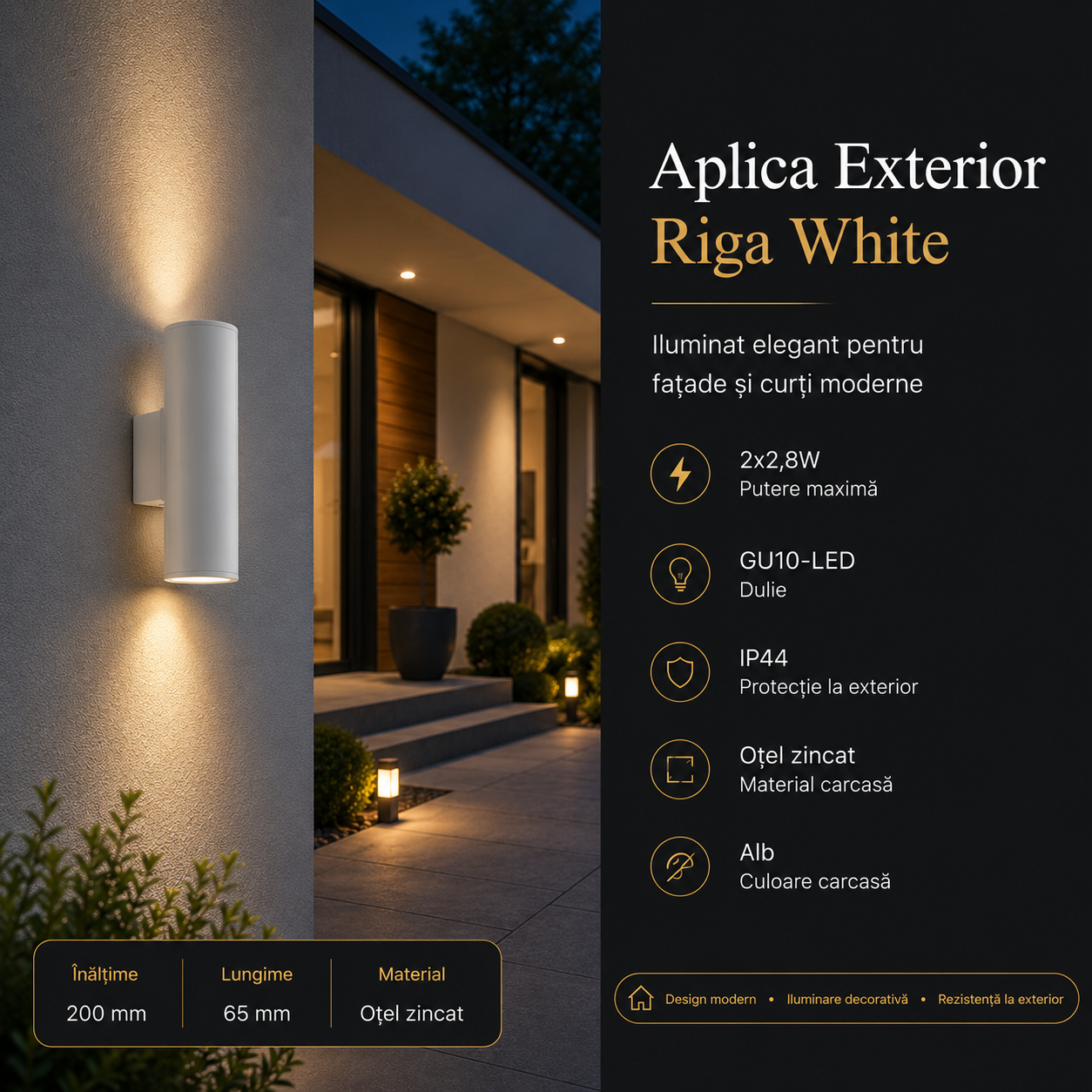 Aplica Exterior Riga White 2xGU10 Eglo IP44