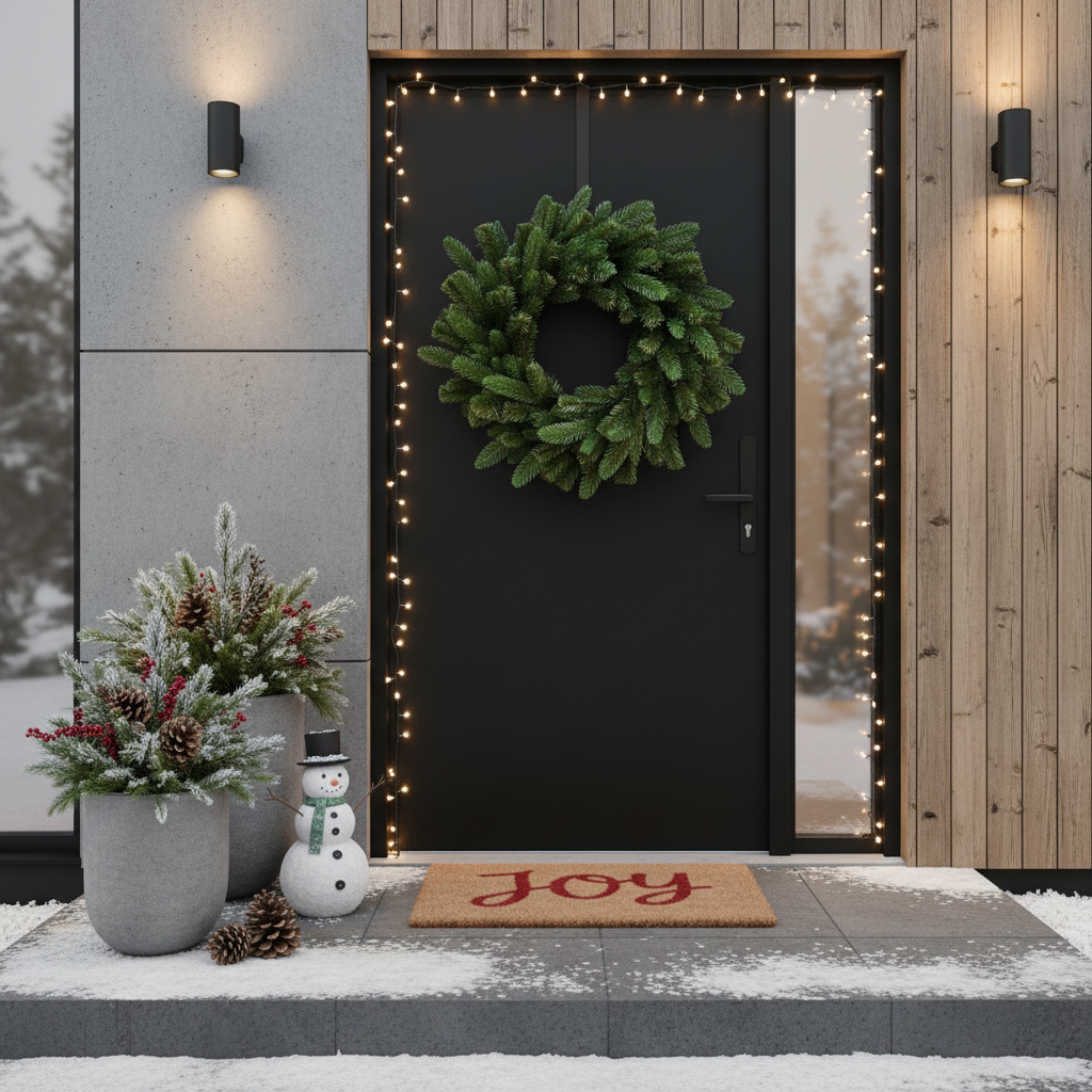 Coronita Artificiala De Craciun pentru Usa FrostSanta