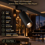 Spot LED Magnetic Rotund Premium Hyper Black 9W | ⌀4.4CM | 24V | 3 Tipuri de Lumina