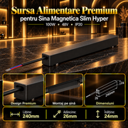 Sursa Alimentare Black Premium pentru Sina Magnetica Hyper 100W | 48V | 24CM