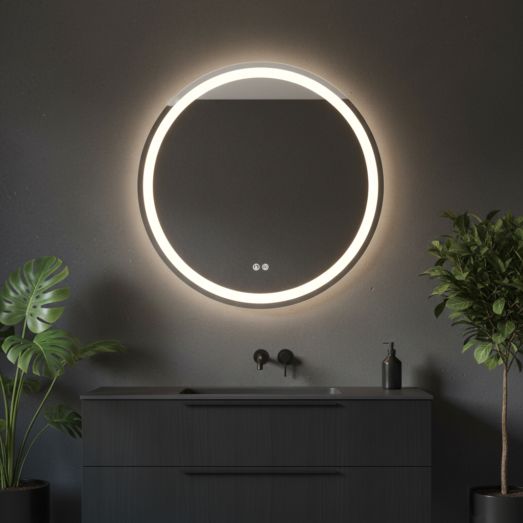 Oglinda LED Rotunda FRAMELESS 60cm, 3 Lumini, Dezaburire, DImabila si Touch OD018