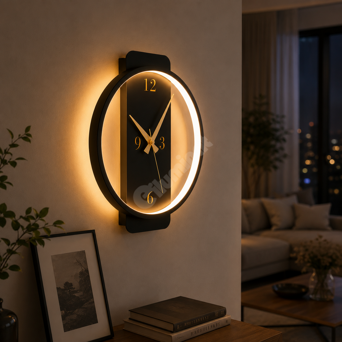 Aplica LED cu Ceas 24W TIMELESS Black CCT