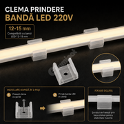 Clema Prindere Slim Banda LED 220V 12-15mm