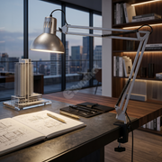 Lampa de Birou Silver SCRIPTUM 1xE27 cu Brat Orientabil