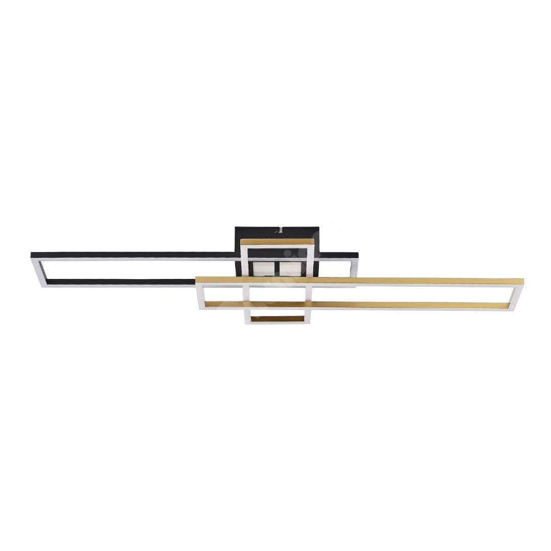 Lustra Aplicata LUMENZ Black Gold cu Abajur Design Geometric 94CM
