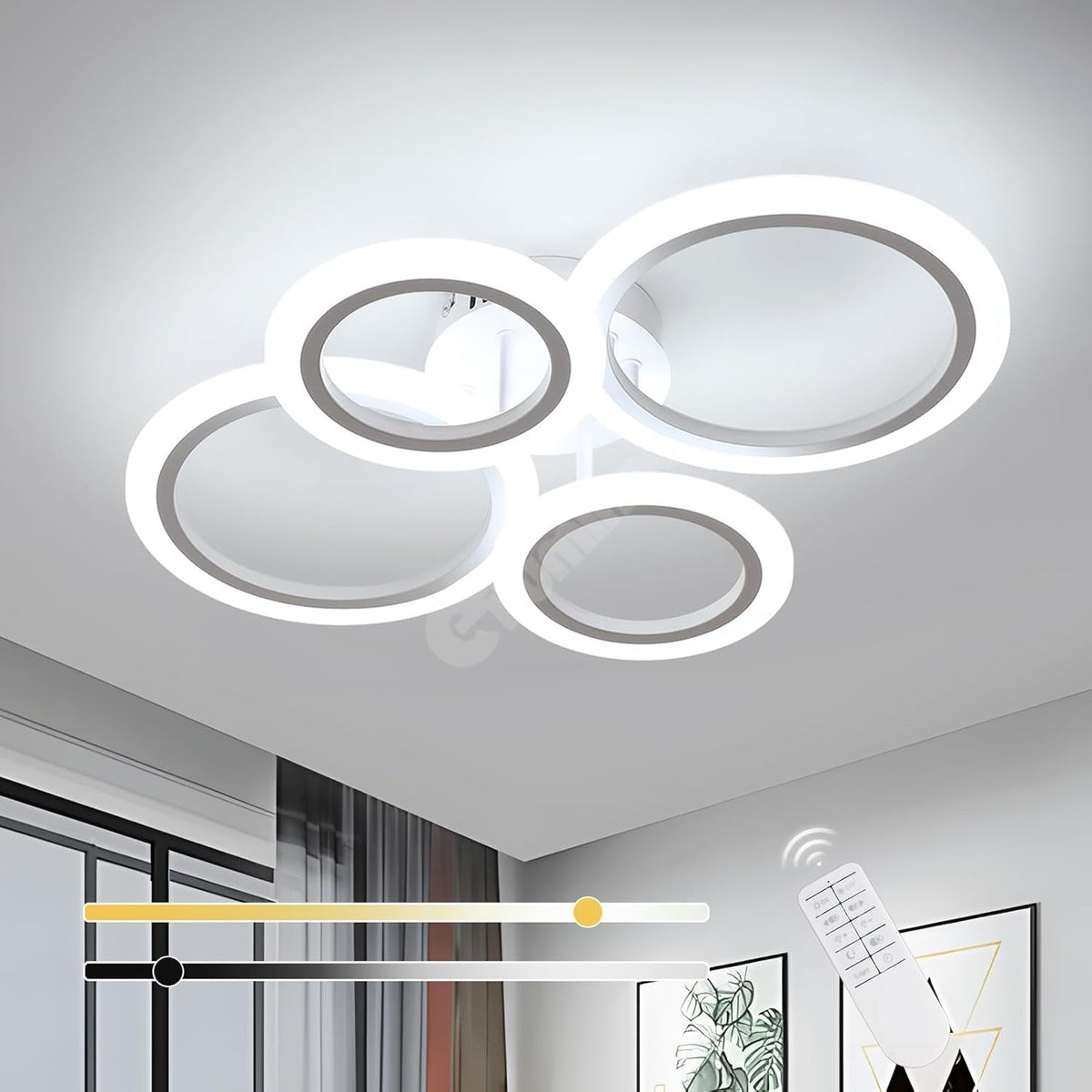 Lustra LED 2+2 CIRCLE Design Alb Echivalent 400W Telecomanda