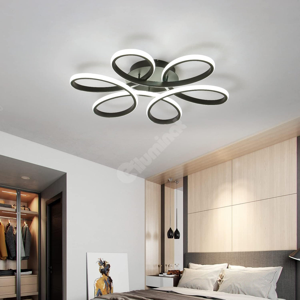Lustra LED DAISY Black Echivalent 800W Telecomanda Lighting Fixtures