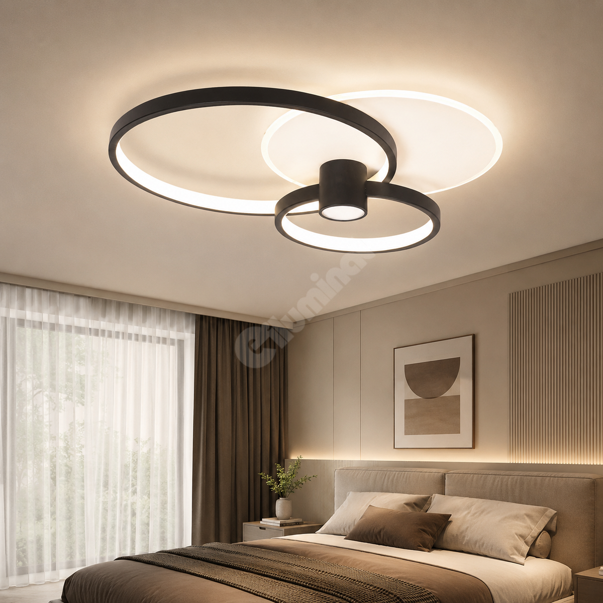 Lustra LED Horus RINGS Black+White 4550lm CCT