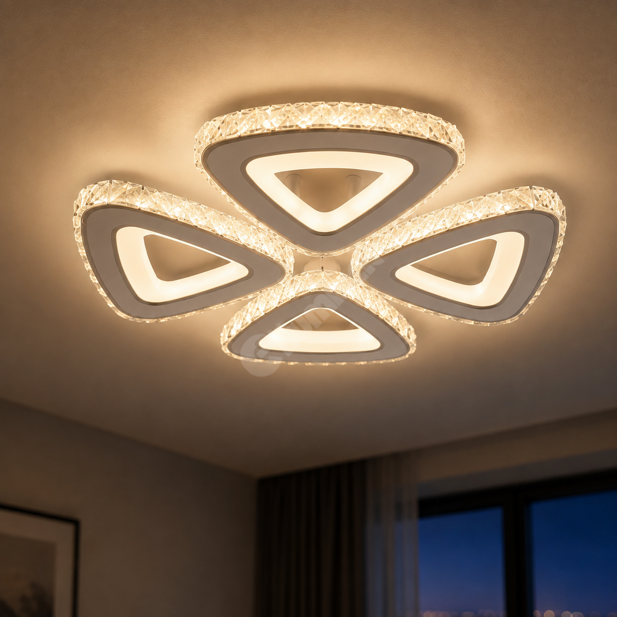 Lustra LED LOTUS White CCT Cristal Echivalent 800W Telecomanda