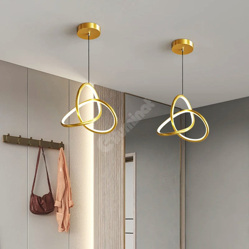 Lustra Led Suspendata 20W Tworings Gold 3 Functii Led Ceiling Light