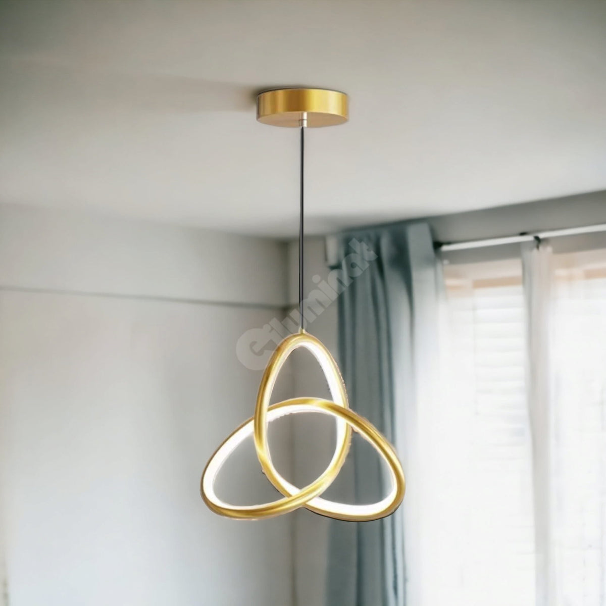 Lustra Led Suspendata 20W Tworings Gold 3 Functii Led Ceiling Light