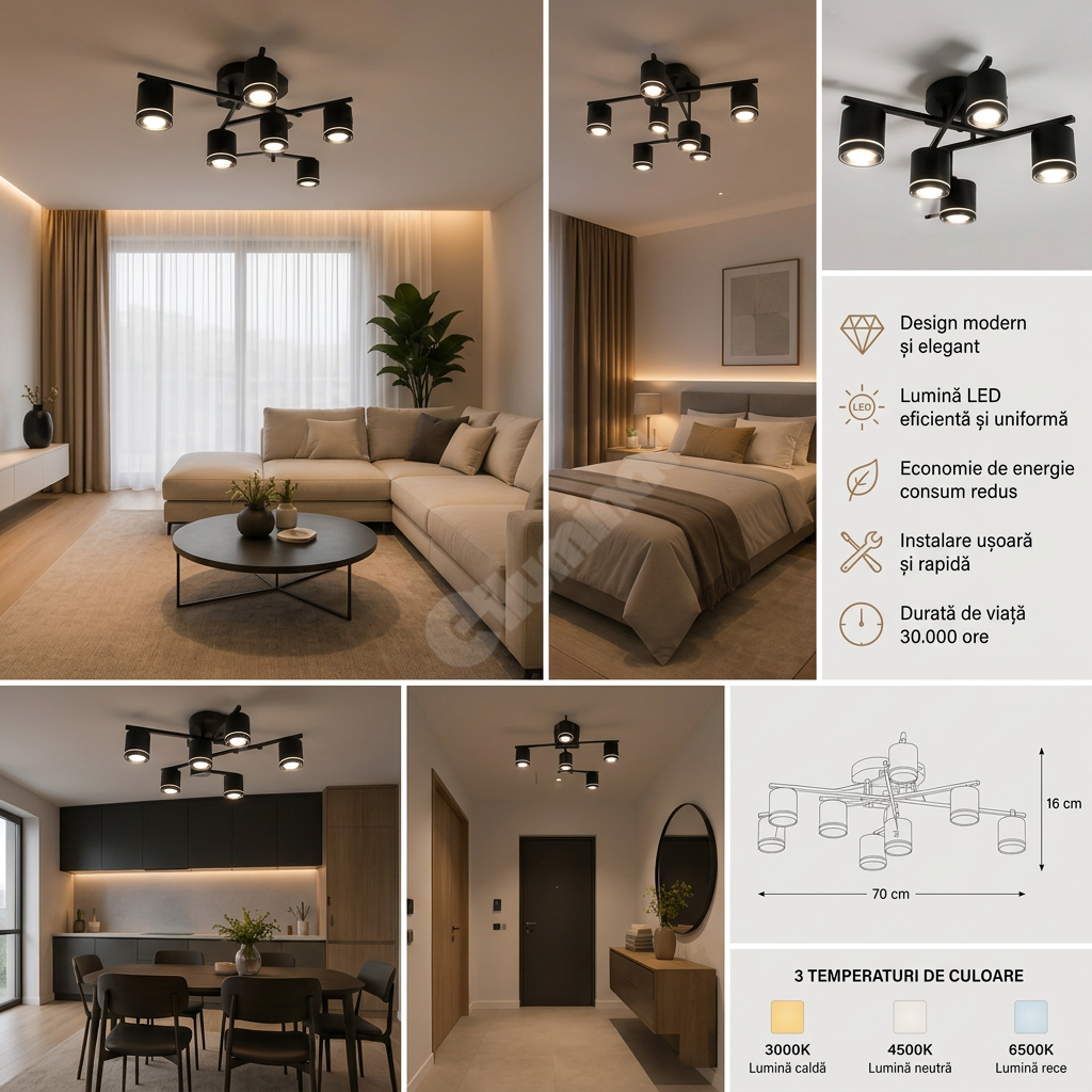 Lustra Sydo Black cu 4 Becuri GX53