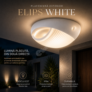 Plafoniera Exterior ELIPS White Transparent 1xE27 IP54 Ovala